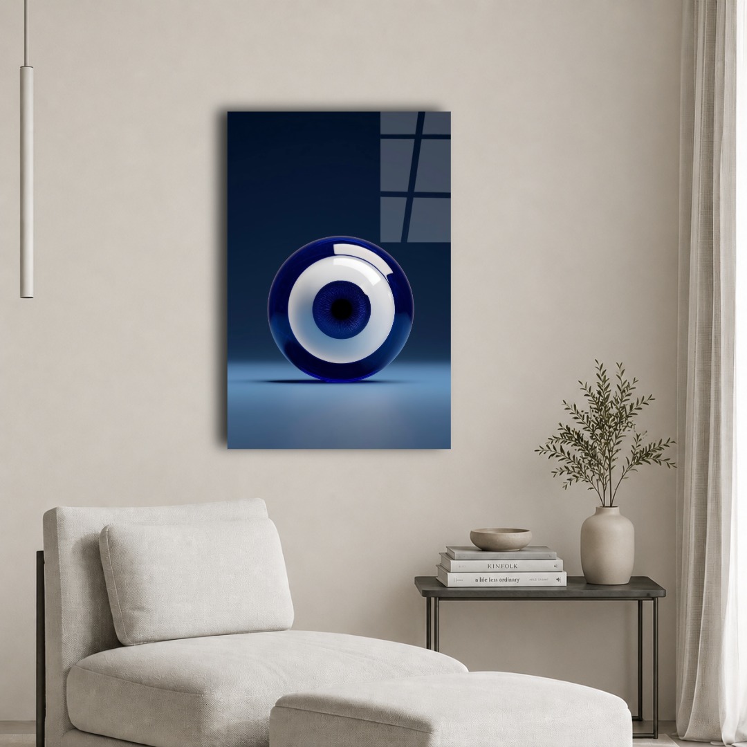 Derin Lacivert Nazar Boncuk Cam Tablo GZ111
