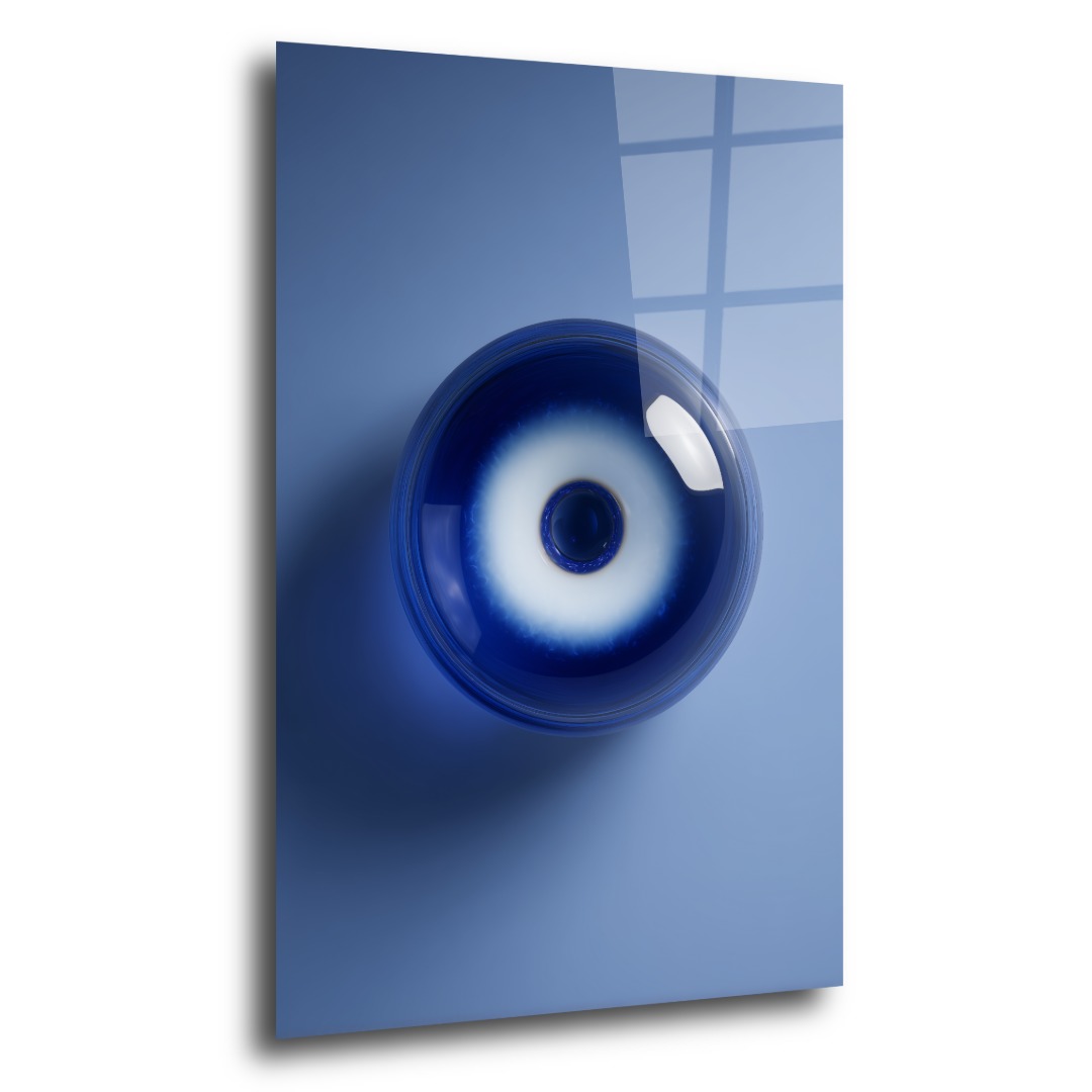 Mavi 3D Nazar Boncuk Cam Tablo GZ110 2
