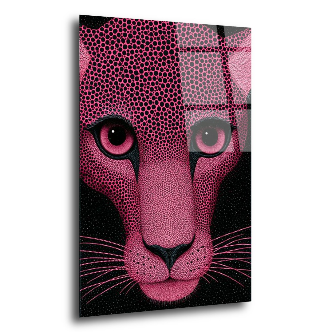 Pembe Mozaik Leopar Cam Tablo HY114 2