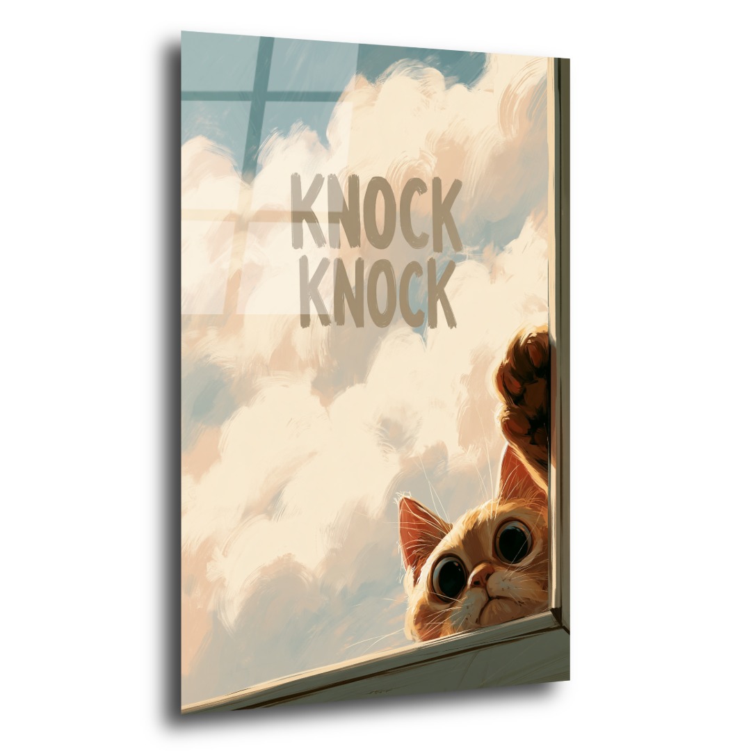 Israrcı Kedi Cam Tablo KD124 2
