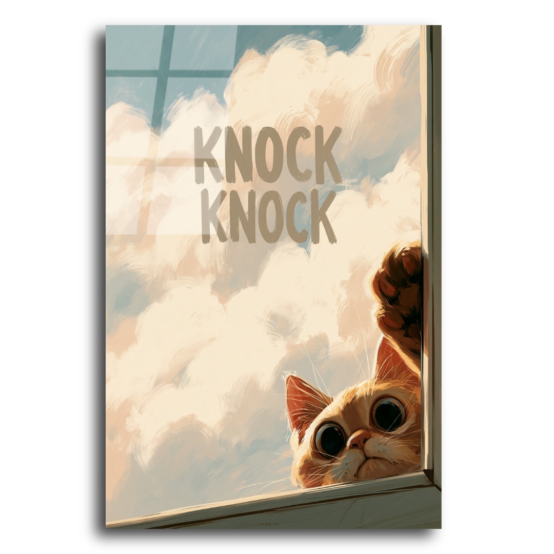 Israrcı Kedi Cam Tablo KD124 3