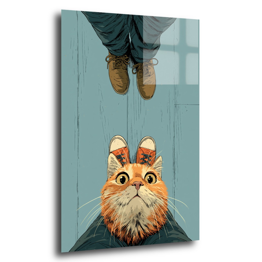 Şaşkın Kedi Cam Tablo KD109 2