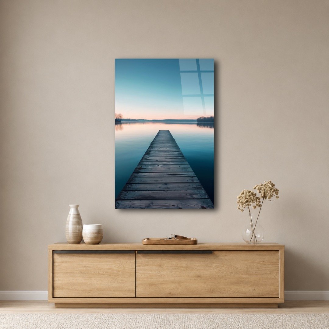 Gölde İskele Manzara Cam Tablo MA106