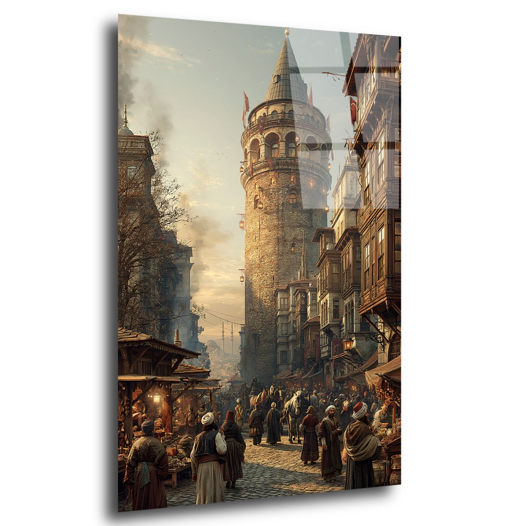 Galata Kulesi Manzara Cam Tablo MA104 2