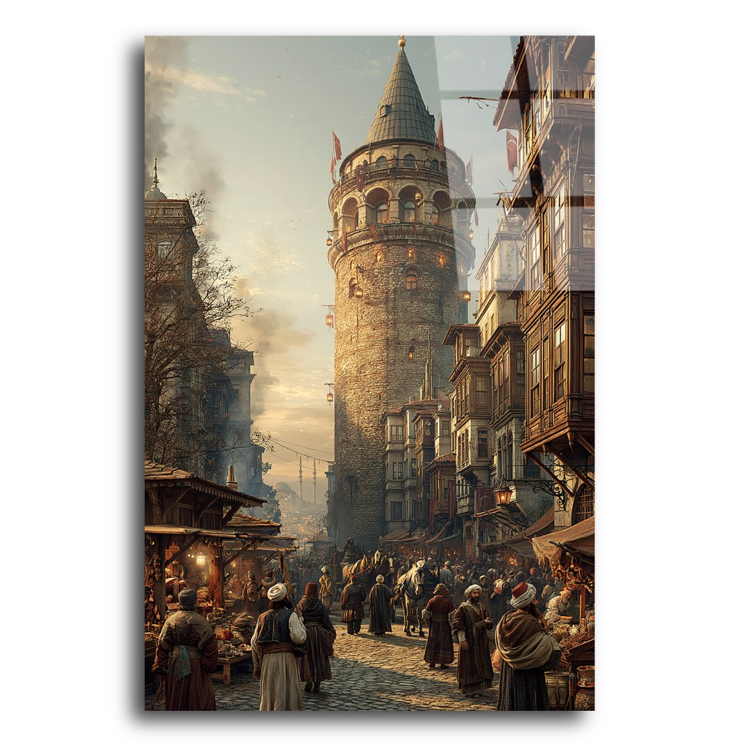 Galata Kulesi Manzara Cam Tablo MA104 3