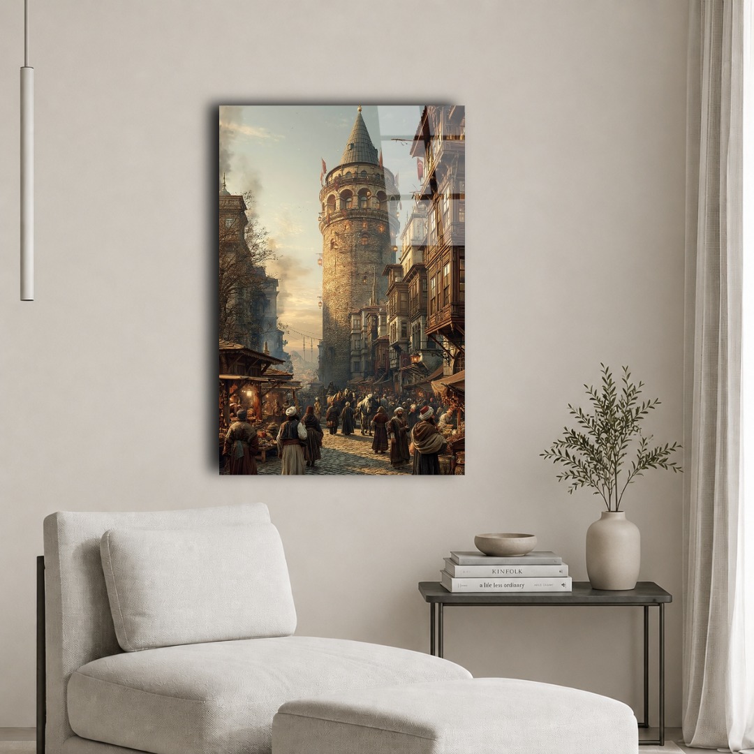 Galata Kulesi Manzara Cam Tablo MA104