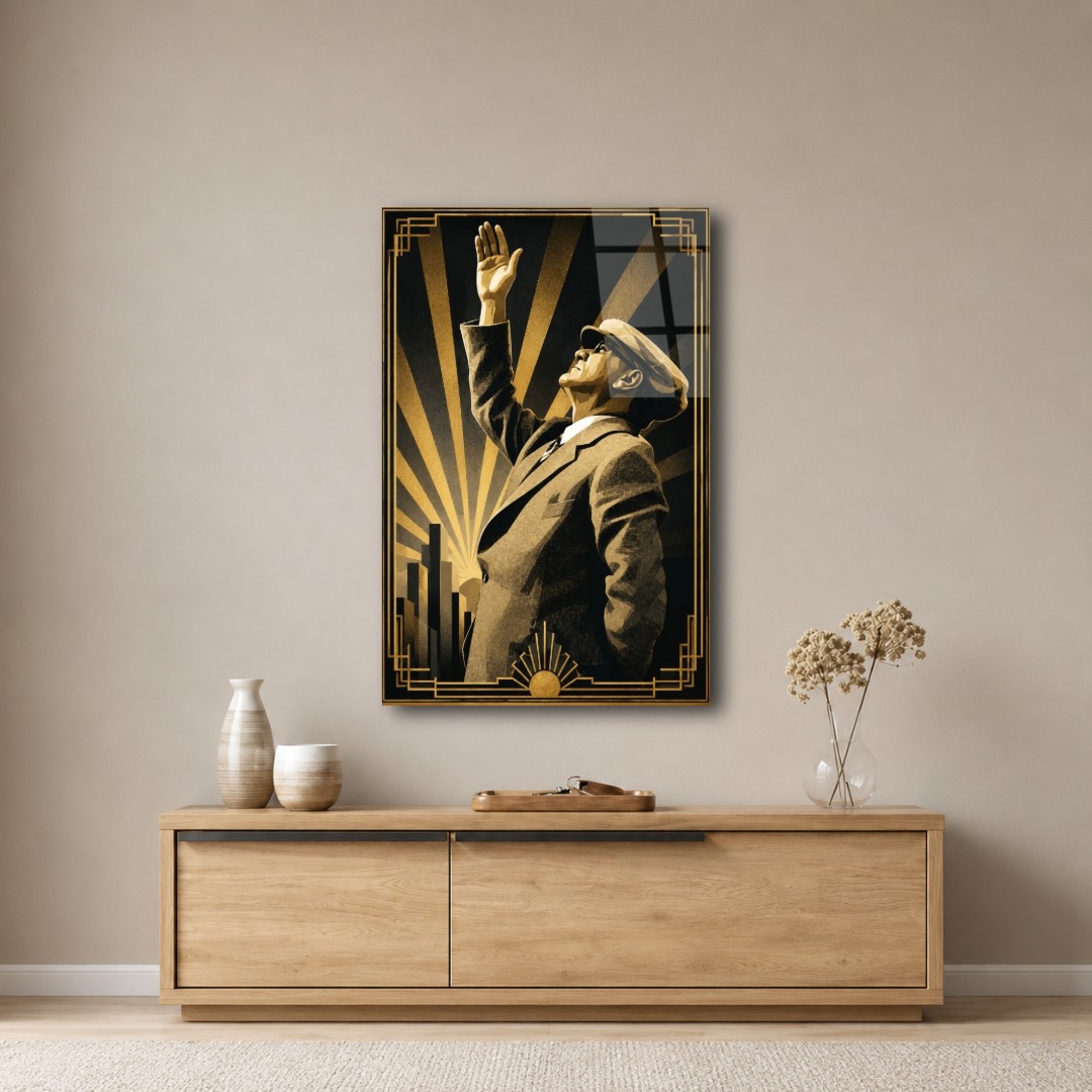 Art Deco Atatürk Cam Tablo MK111