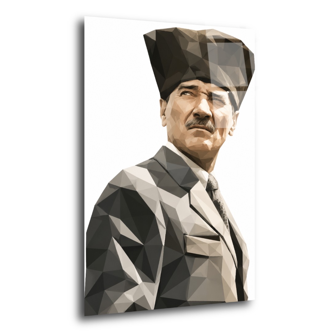 Kübik Atatürk Portre Cam Tablo MK105 2