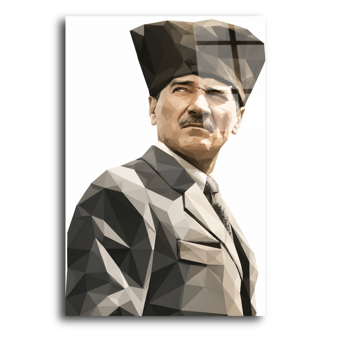 Kübik Atatürk Portre Cam Tablo MK105 3