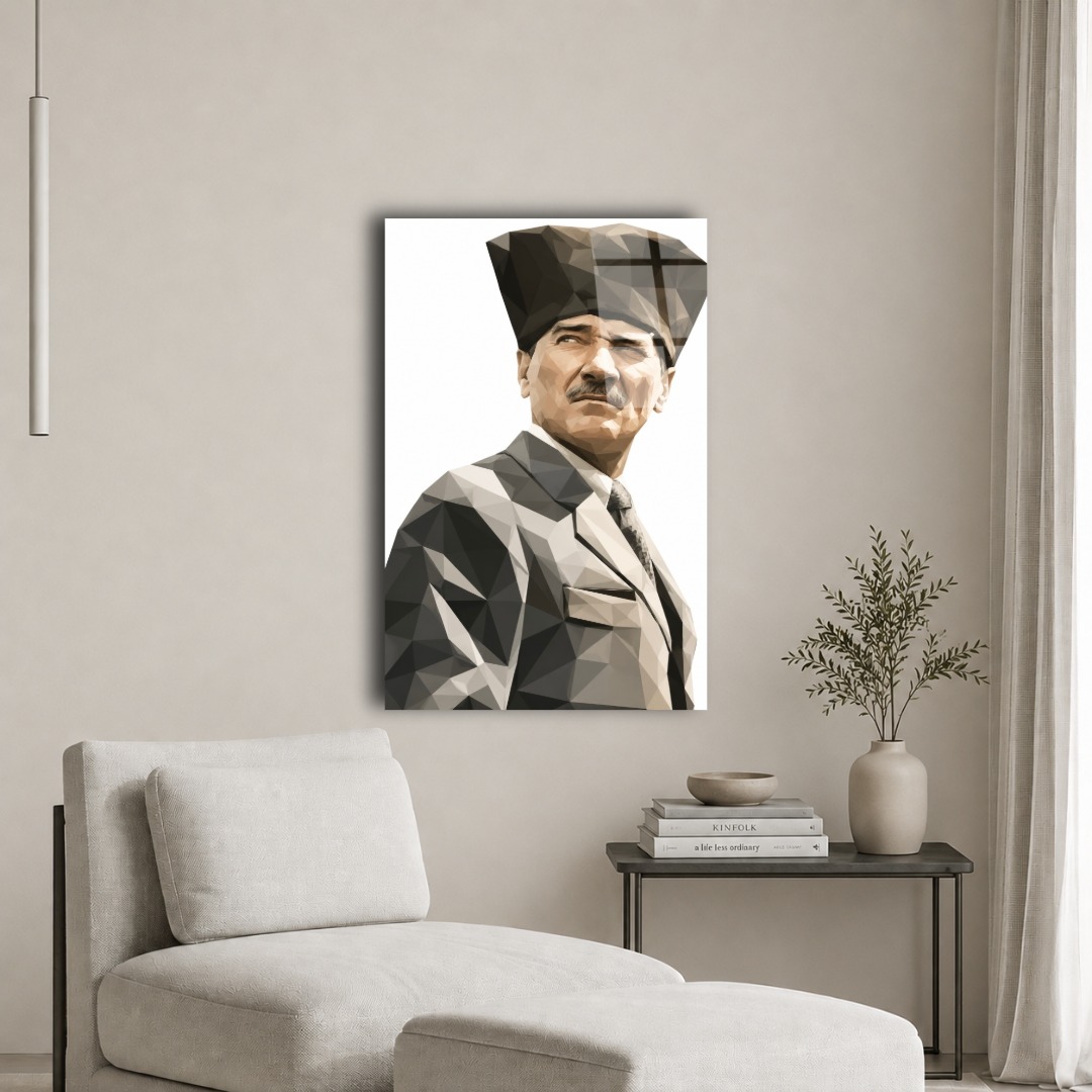Kübik Atatürk Portre Cam Tablo MK105