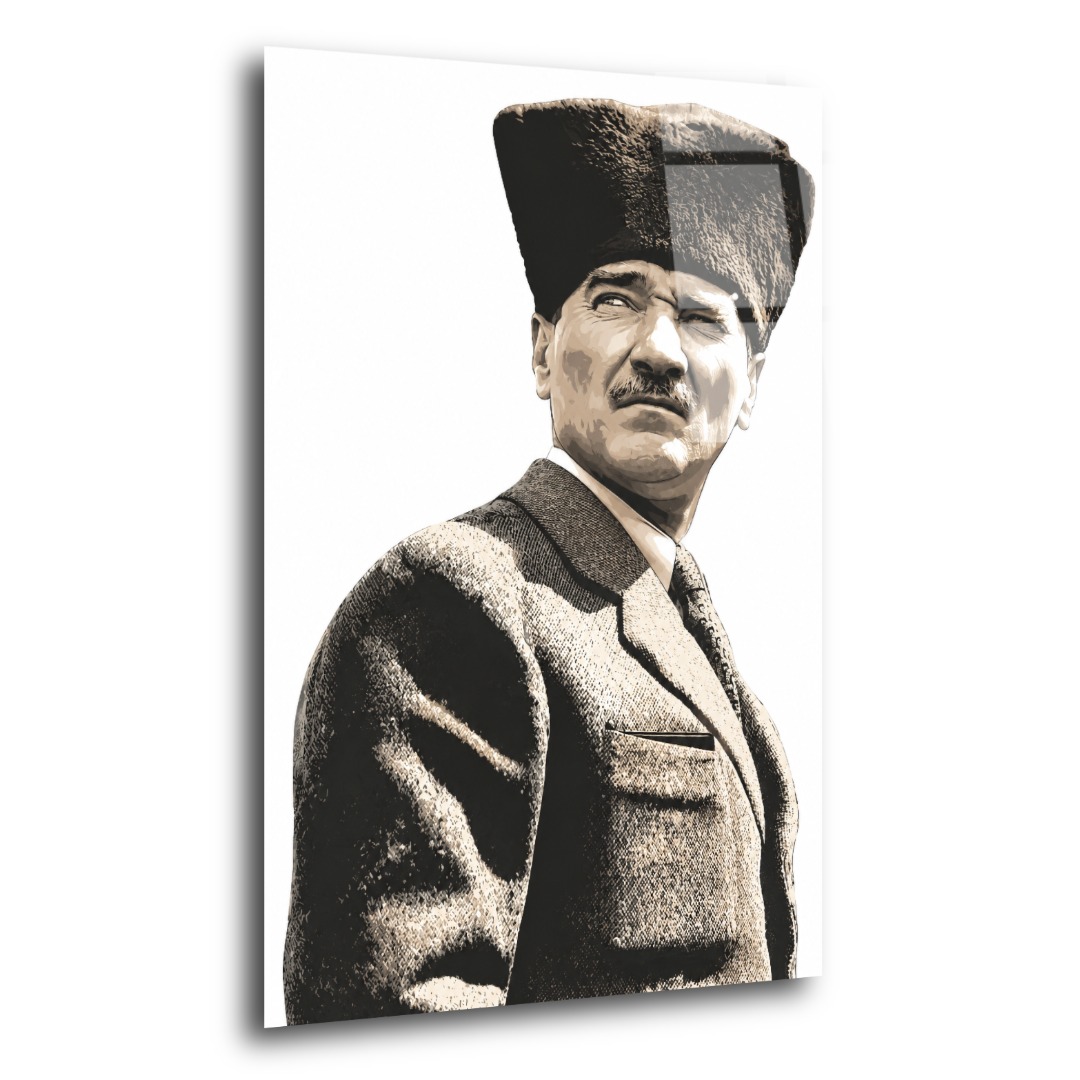 Kalpaklı Atatürk Cam Tablo MK103 2