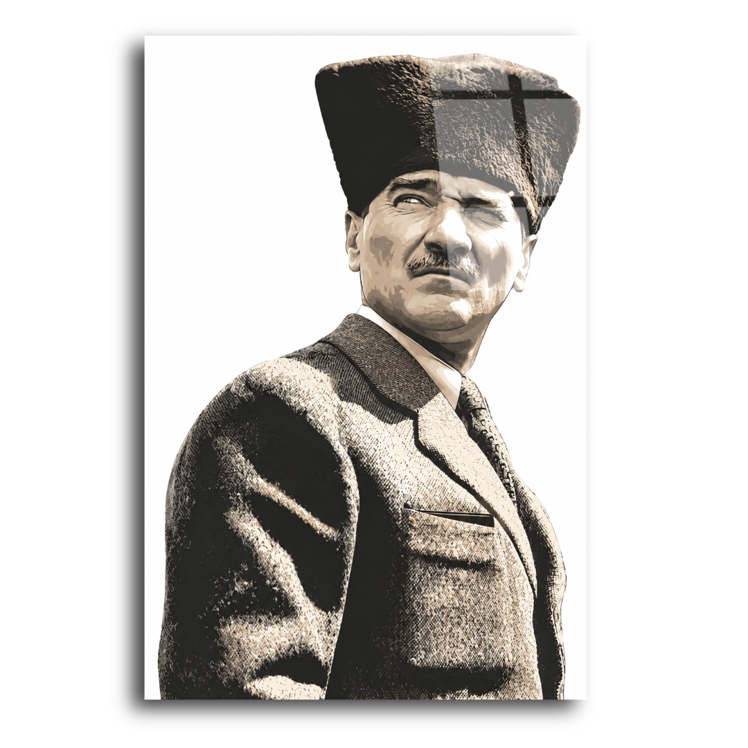 Kalpaklı Atatürk Cam Tablo MK103 3