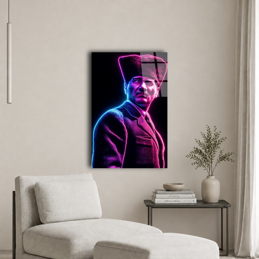 Neon Atatürk Cam Tablo MK104