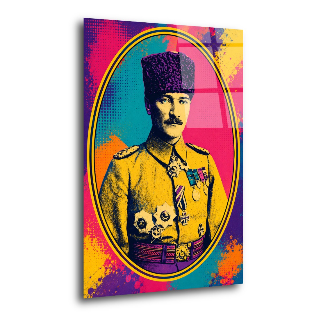 Pop Art Atatürk Cam Tablo MK109 2