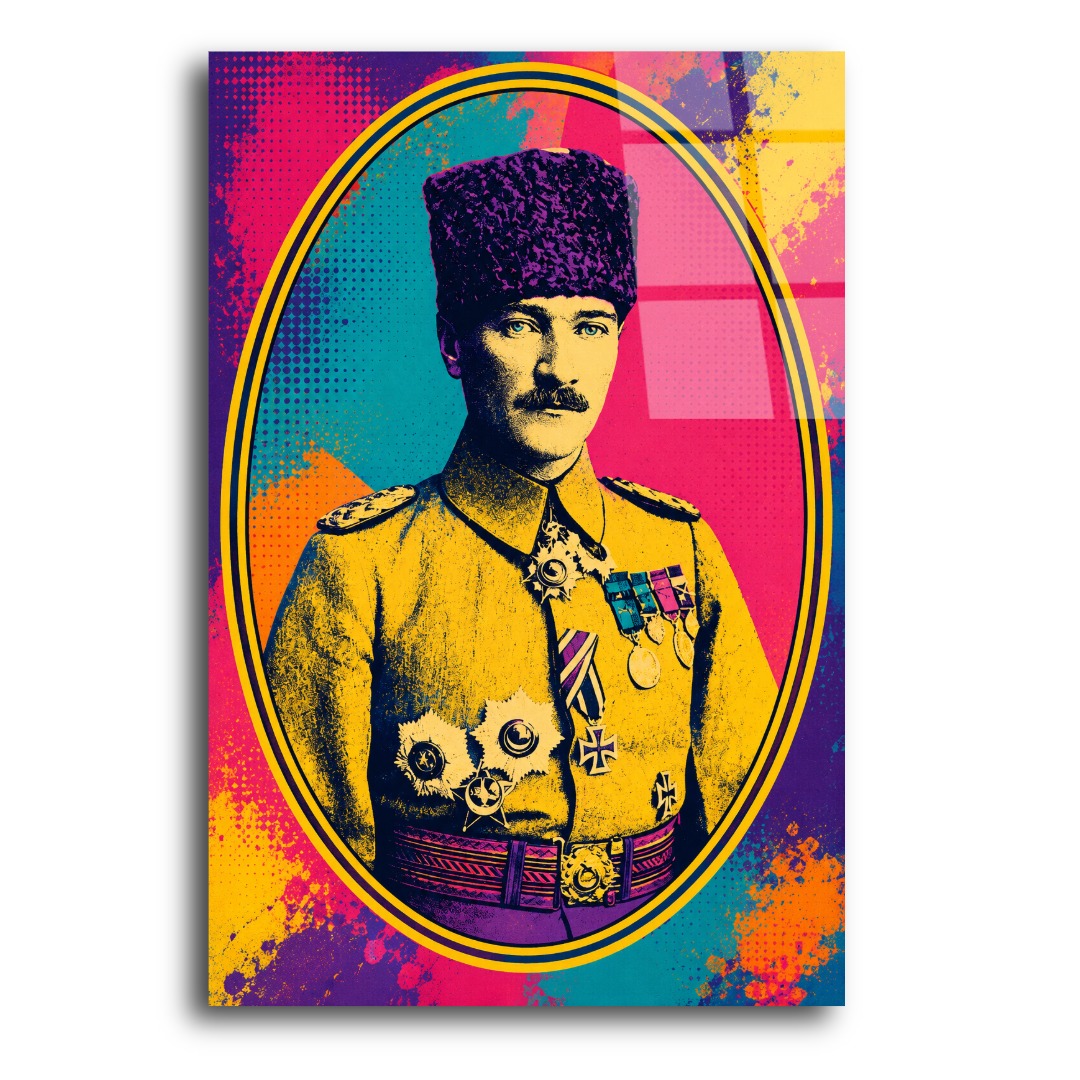 Pop Art Atatürk Cam Tablo MK109 3