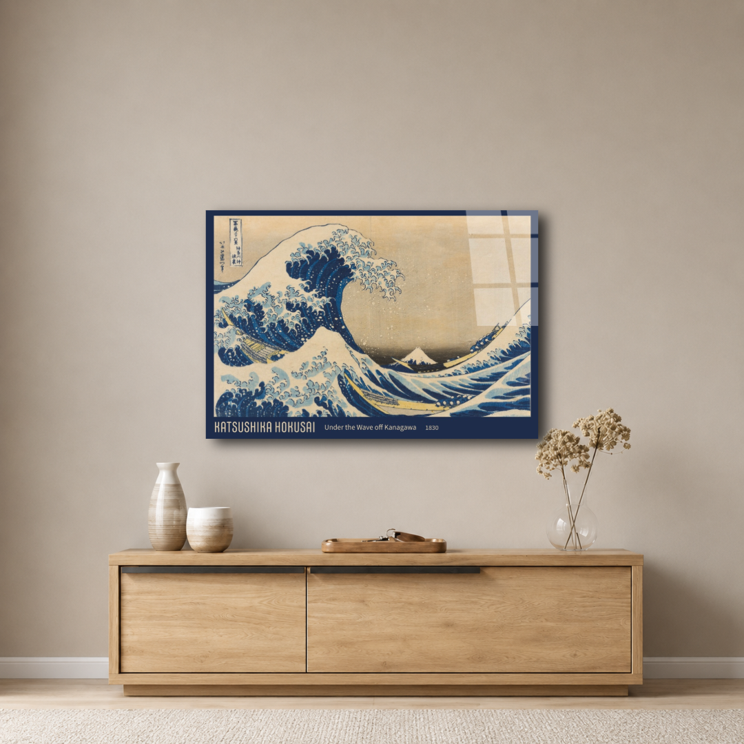 Hokusai Büyük Dalga Cam Tablo ST111