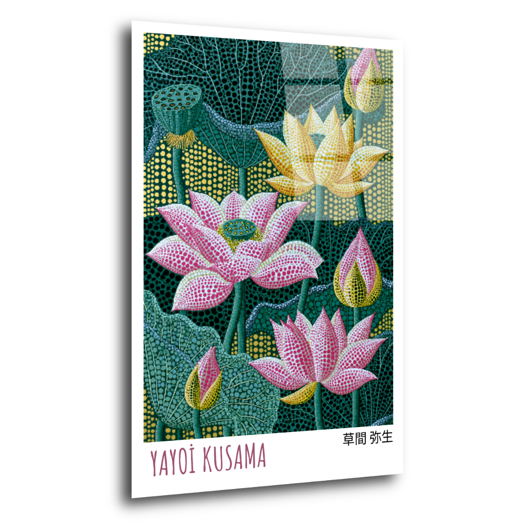 Yayoi Kusama İlhamı Lotus Cam Tablo ST101 2