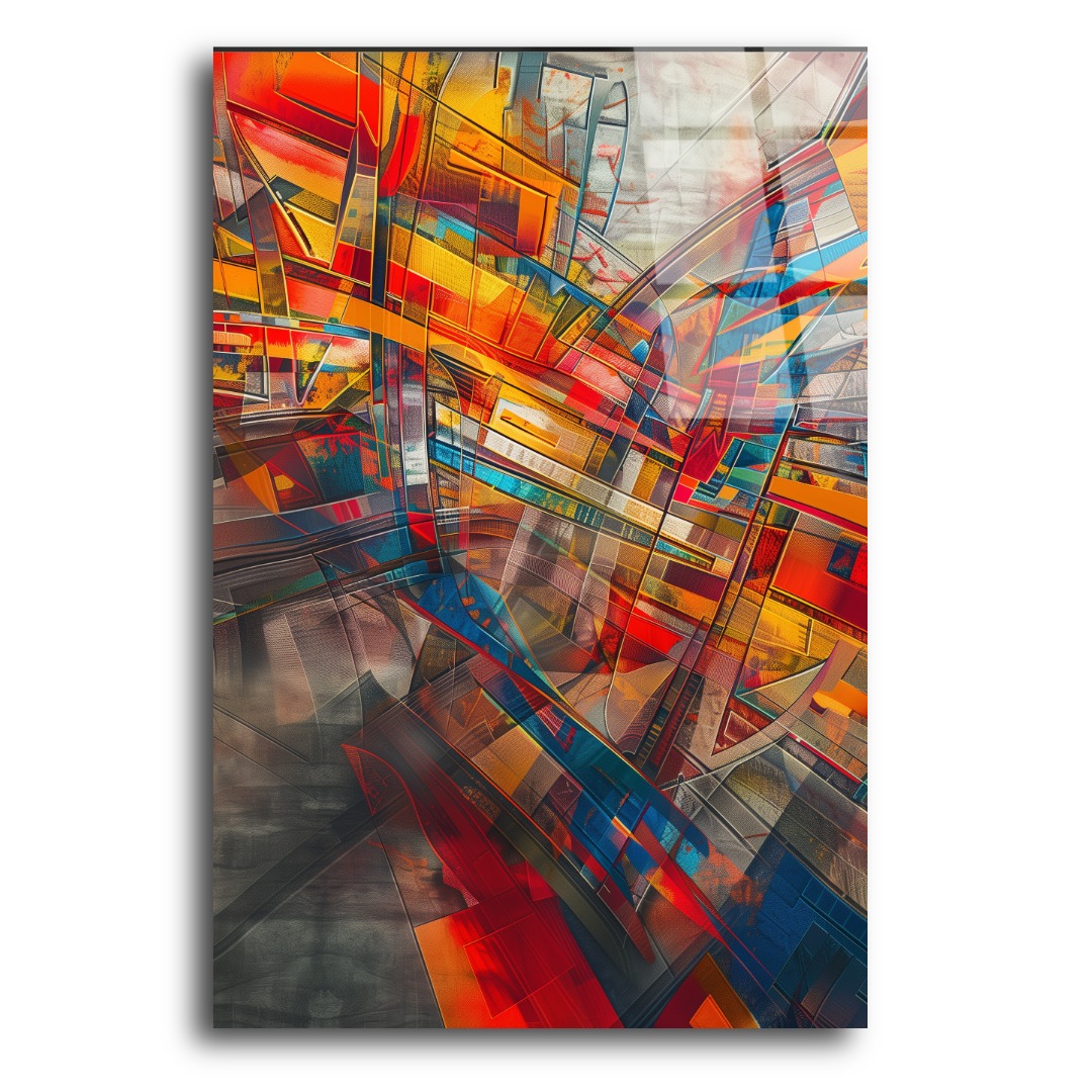 Geometrik Soyut Modern Cam Tablo TL143 3