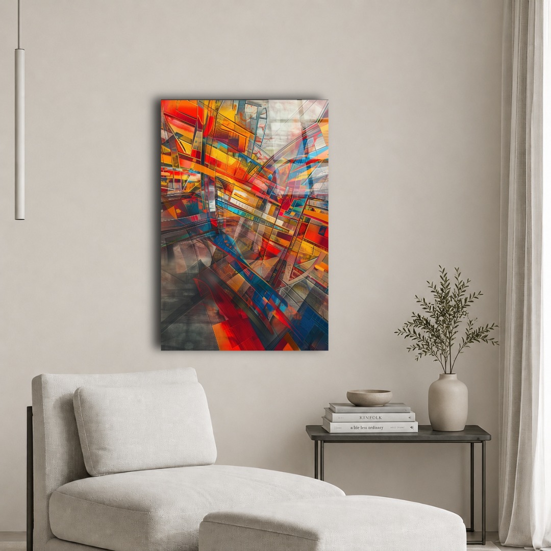 Geometrik Soyut Modern Cam Tablo TL143