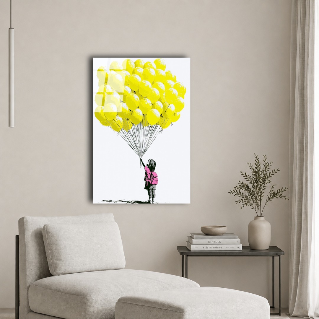 Kağıt Dokulu Balon Cam Tablo TL126