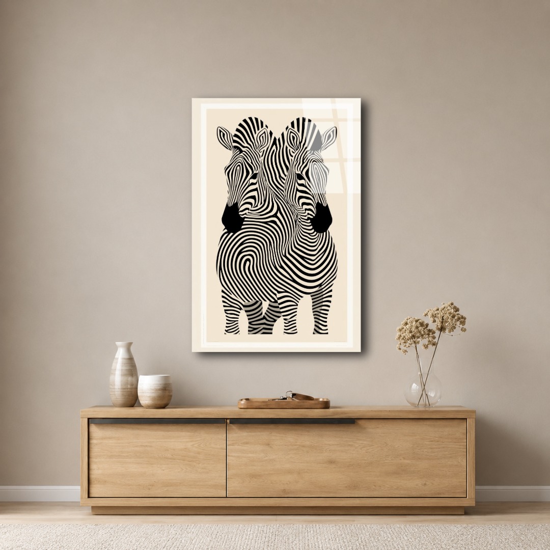 Op Art İllüzyon Zebra Cam Tablo TL122