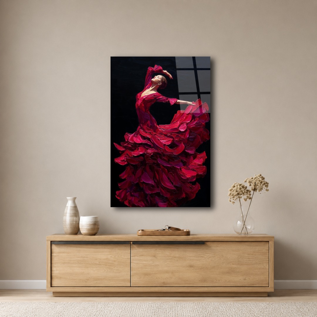 Boya Dokulu Flamenkocu Cam Tablo TL112