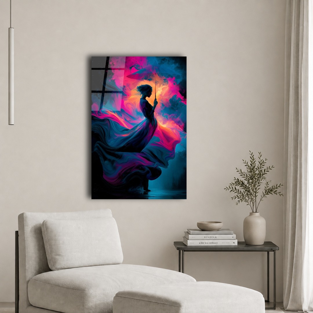 Neon Kadın Figürü Cam Tablo TL146