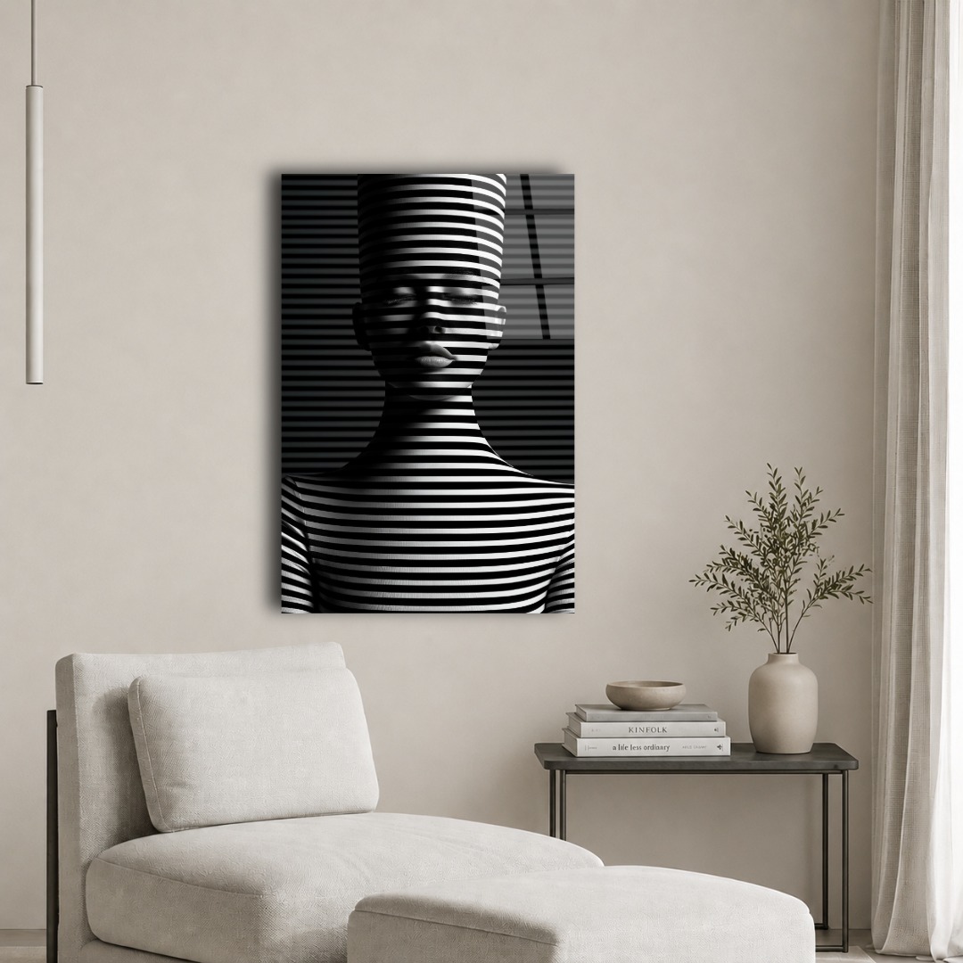 Op Art Kadın Büstü Cam Tablo TL131