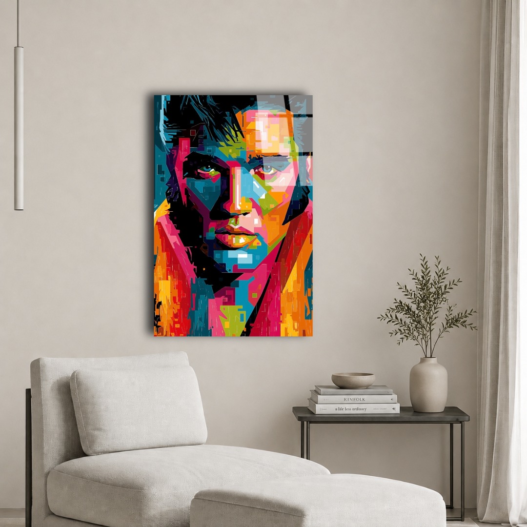 Pop Art Renkli Elvis Cam Tablo TL133