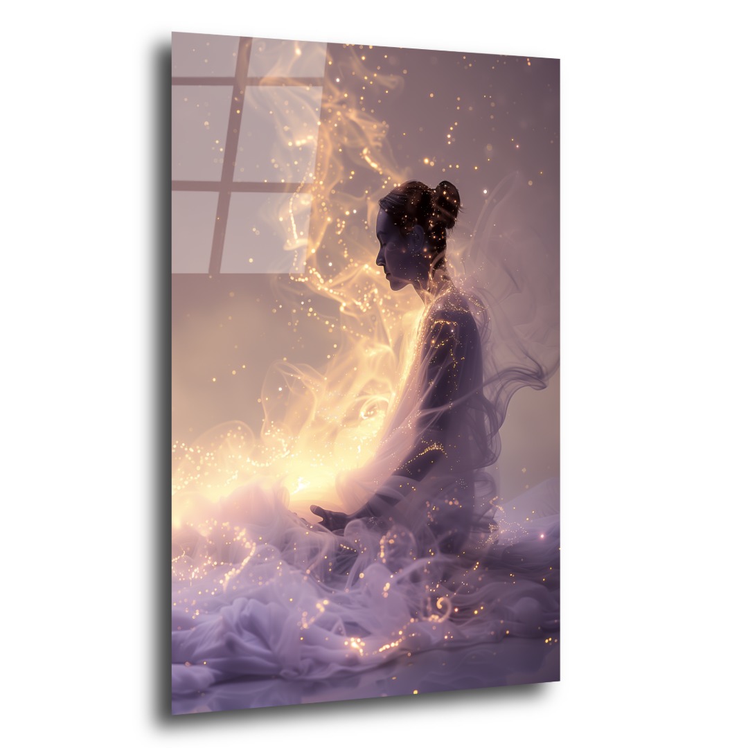 Kozmik Işıklı Meditasyon Cam Tablo ZN113 2