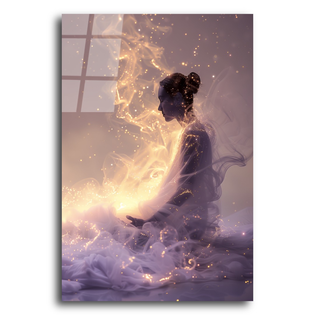Kozmik Işıklı Meditasyon Cam Tablo ZN113 3