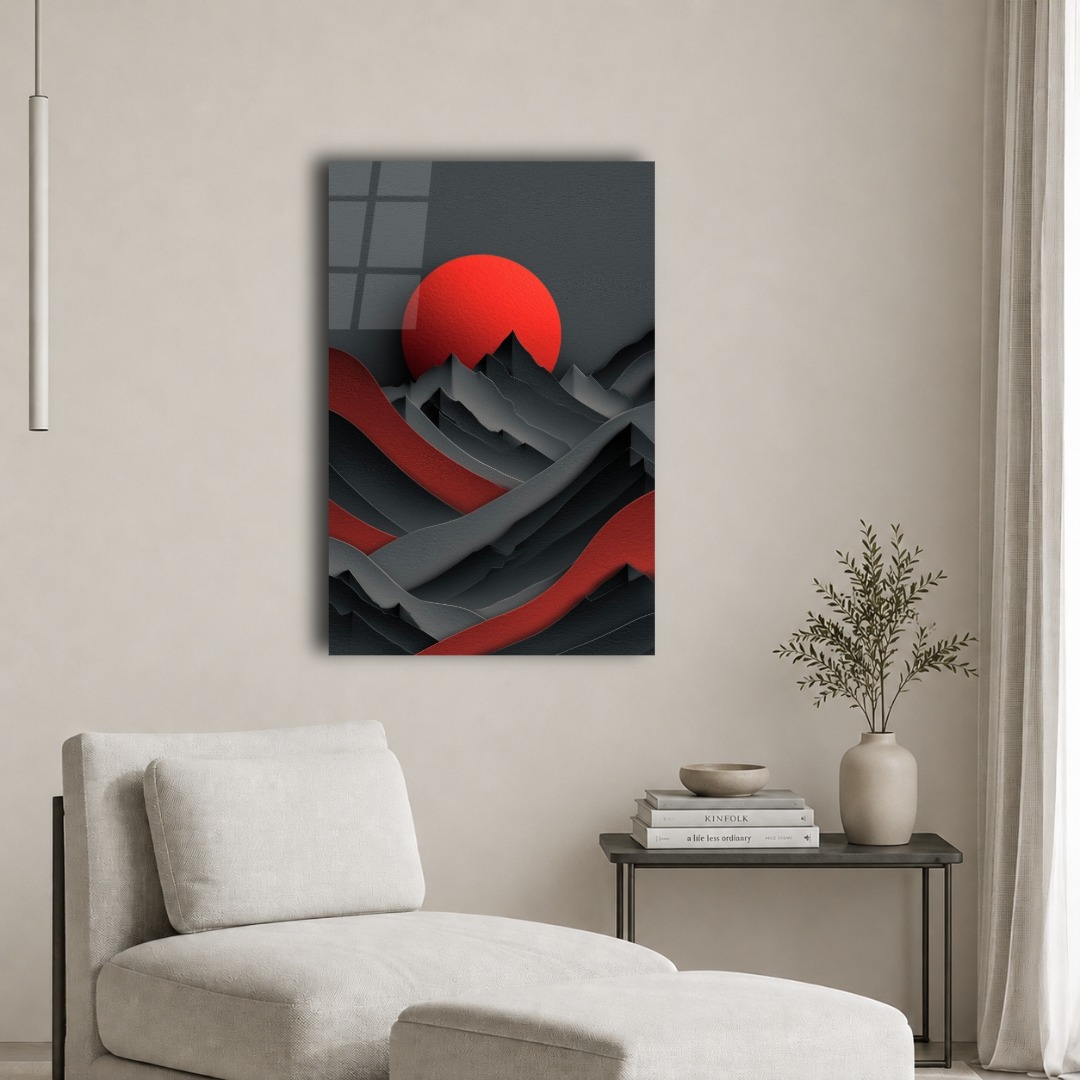 Kağıt Rölyef Zen Cam Tablo ZN115